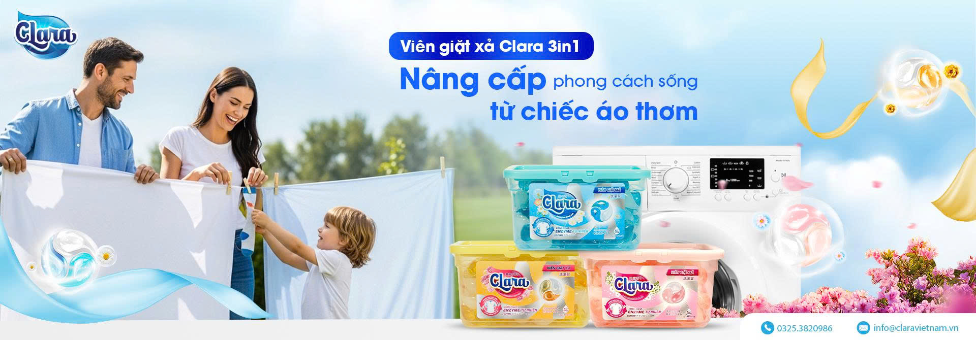 Viên giặt xả Clara