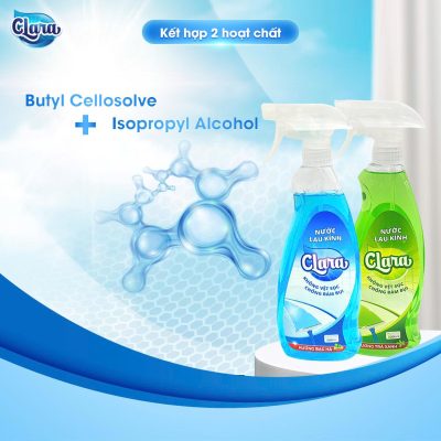 2 hoạt chất Butyl Cellosolve + Isopropyl Alcohol – Loại bỏ bụi bẩn, dầu mỡ & trả lại bề mặt kính sáng bóng