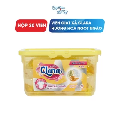 Viên giặt xả Clara – Hương hoa ngọt ngào – hộp 30 viên