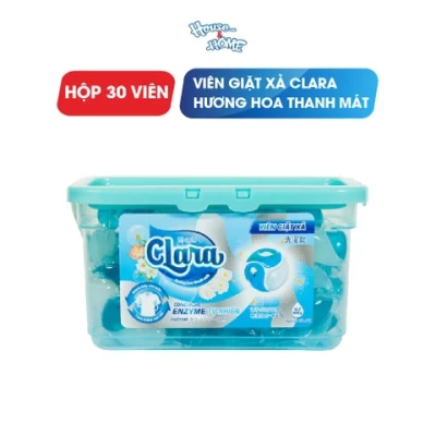 Viên giặt xả Clara – Hương hoa thanh mát – hộp 30 viên