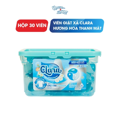 Viên giặt xả Clara - Hương hoa thanh mát - hộp 30 viên